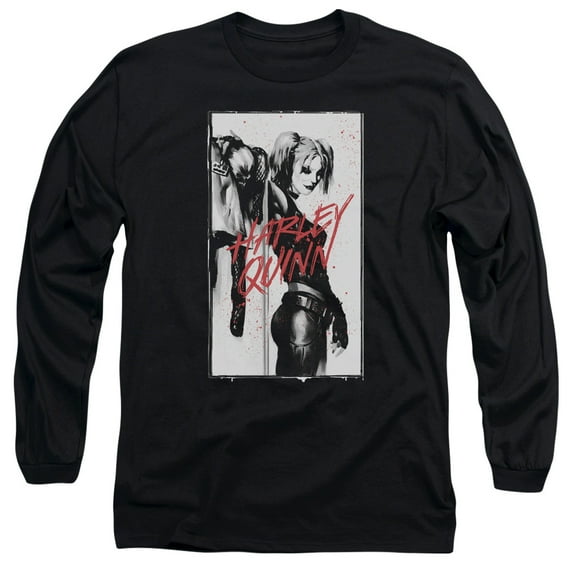 Batman Inked Quinn Long Sleeve Adult 18/1 T-Shirt Black