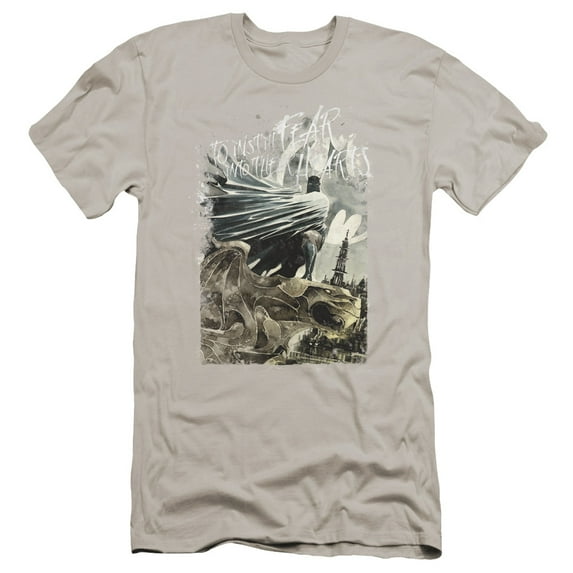 Batman Instill Fear Premium Canvas T-Shirt Adult Slim Fit 30/1-Silver