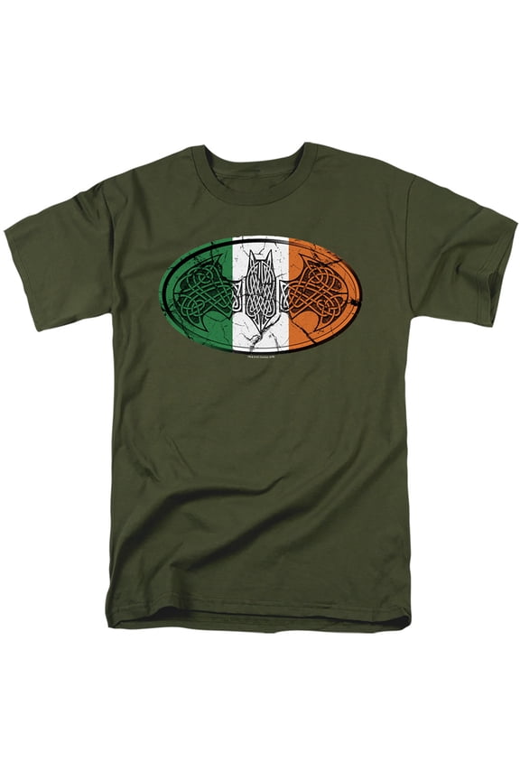 Batman Irish Celtic Symbol S/S Adult 18/1 T-Shirt-Military Green