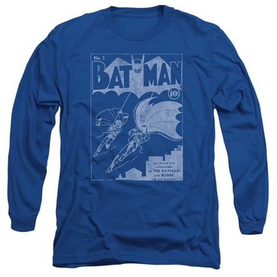 Batman-Issue 1 Cover - Long Sleeve Adult 18-1 Tee - Royal Blue- Small