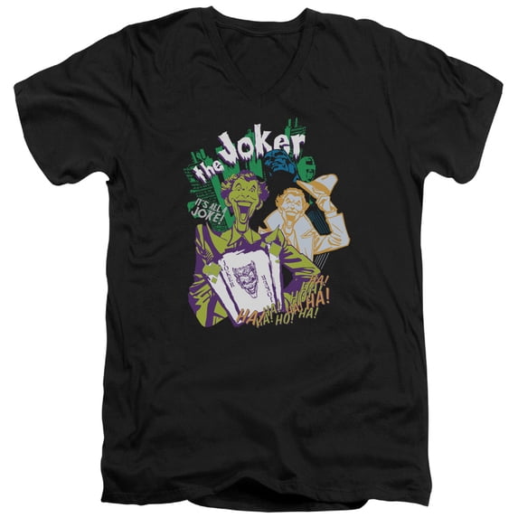 Batman Its All A Joke S/S Adult V-Neck T-Shirt Black