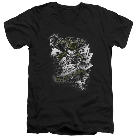 Batman Its All A Joke S/S Adult V-Neck T-Shirt Black