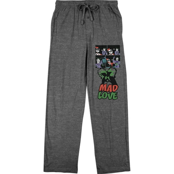 Batman Joker And Harley Mad Love Men's Graphite Heather Sleep Pajama Pants-X-Large