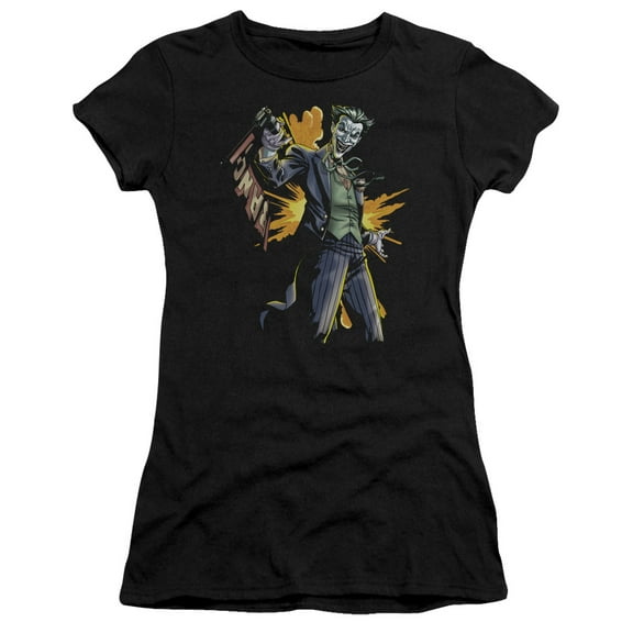 Batman - Joker Bang - Juniors Teen Girls Cap Sleeve Shirt - Medium