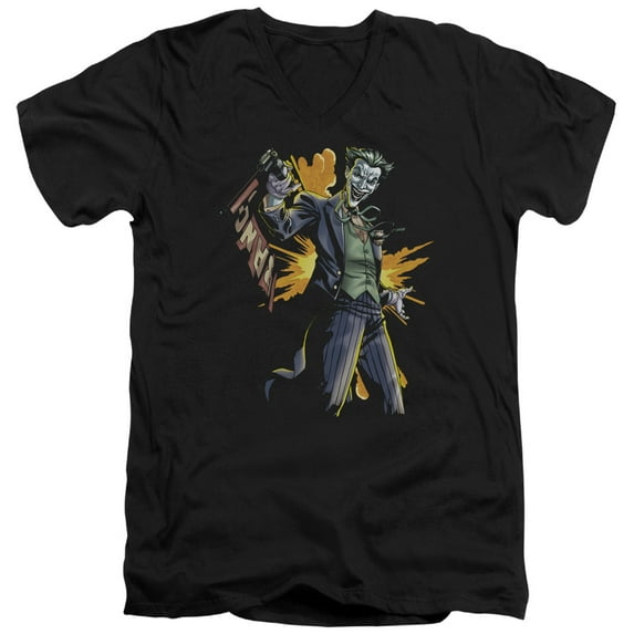 Batman - Joker Bang - Slim Fit V Neck Shirt - Small