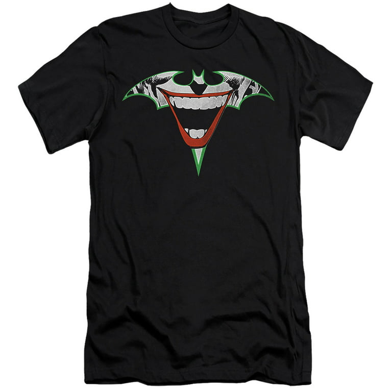 Batman Joker Bat Logo Black T-Shirt 30/1 Adult S/S