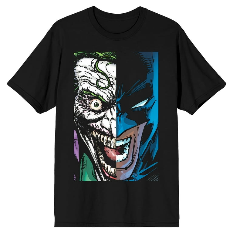 Batman Joker Batman Split Image Men\'s Black T-shirt | T-Shirts