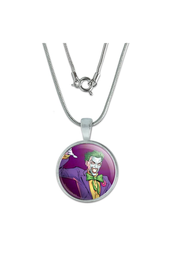 Batman Joker Character 0.75" Pendant with Sterling Silver Plated Chain