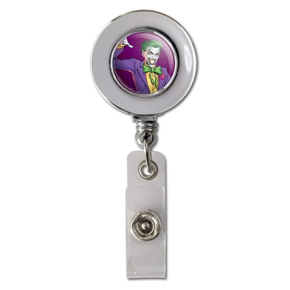 Batman Joker Character Retractable Reel Chrome Badge ID Card Holder Clip