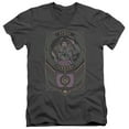 thumbnail image 1 of Batman Joker Checkered Sign S/S Adult V-Neck T-Shirt Charcoal, 1 of 1