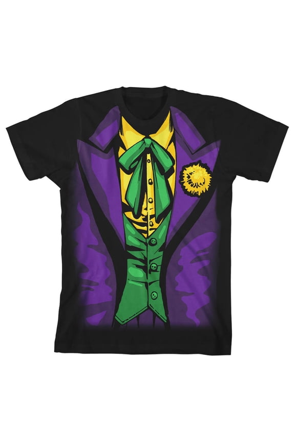 Batman Joker Costume Boy's Black Cosplay-XL