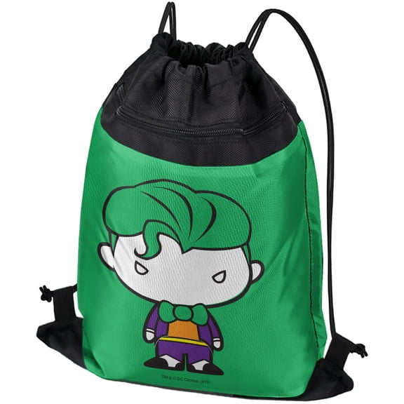 Batman Joker Cute Chibi Character Drawstring Backpack Sports Bag Sackpack 17" x 13", Perfect for Gym, Yoga or Practice