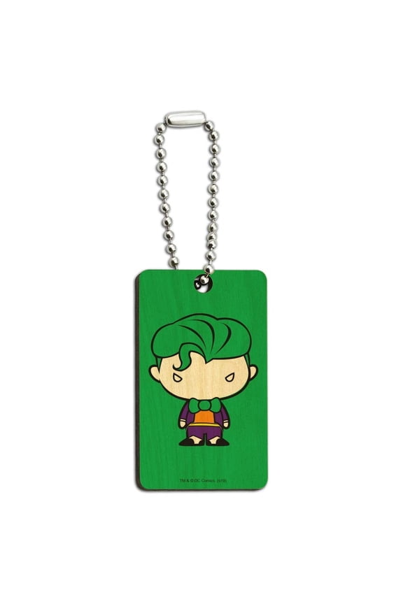 Batman Joker Cute Chibi Character Wood Wooden Rectangle Keychain Key Ring