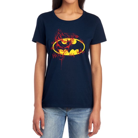 Batman Joker Graffiti Women's T Shirt, Navy, 2X-Large