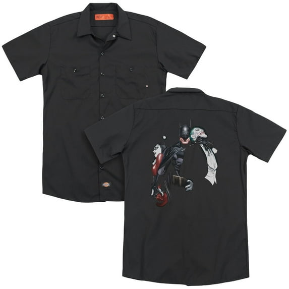 Batman Joker Harley Choke (Back Print) Adult Work Shirt Black