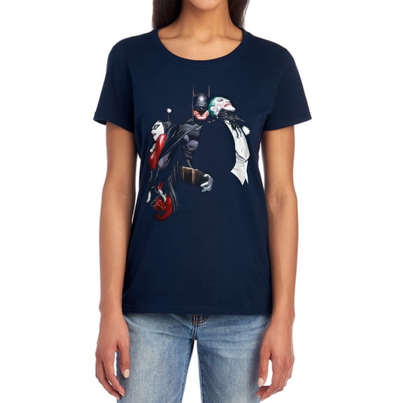 Batman Joker Harley Choke Women's T Shirt, Navy, Large