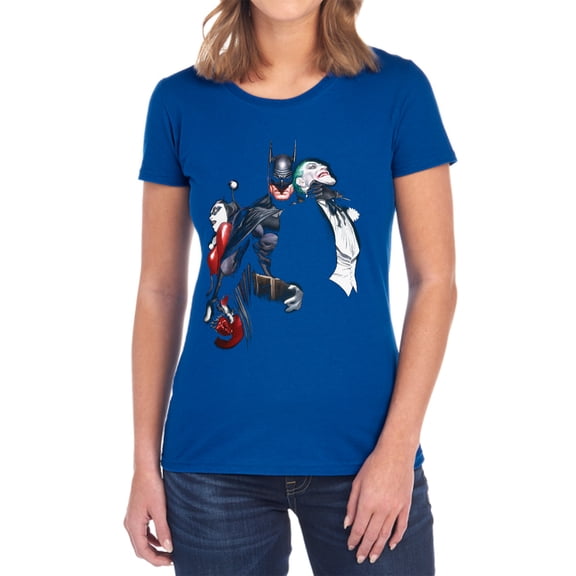 Batman Joker Harley Choke Women's T Shirt, Royal, 2X-Large