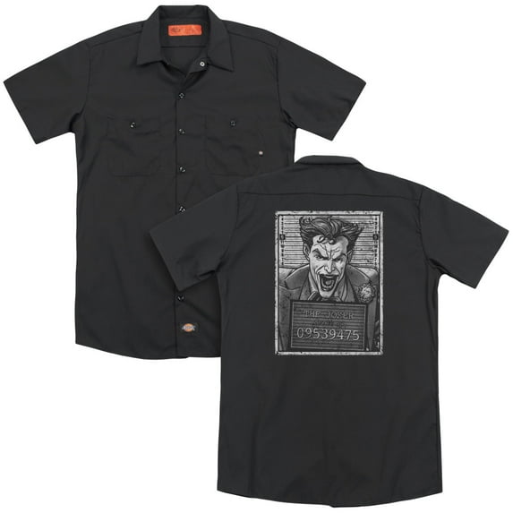 Batman Joker Inmate(Back Print) Adult Work Shirt Black
