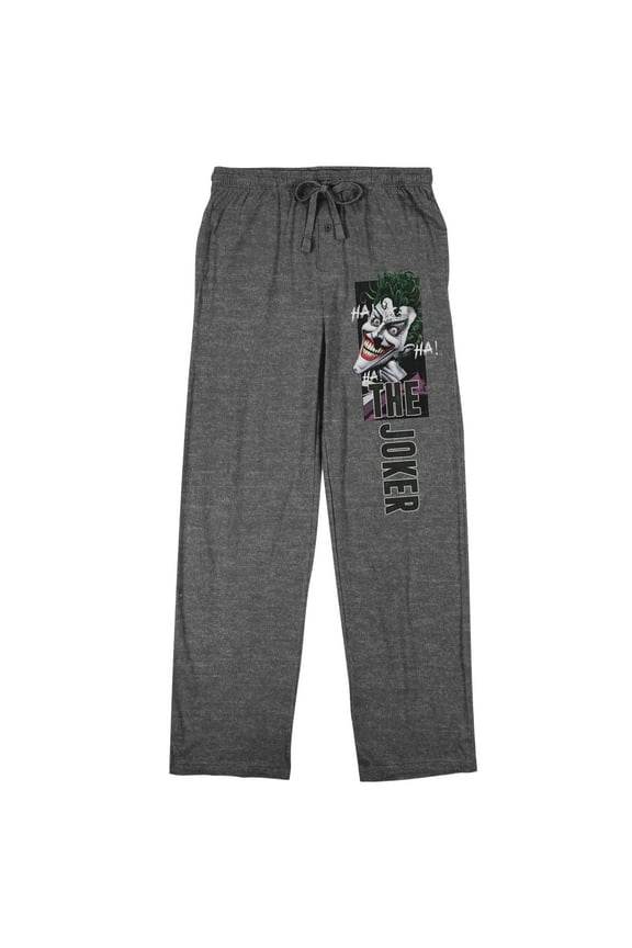 Batman Joker Laughing Face Men's Graphite Heather Sleep Pajama Pants-Large