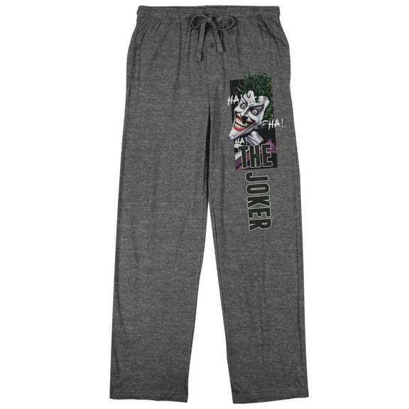 Batman Joker Laughing Face Men's Graphite Heather Sleep Pajama Pants-Medium