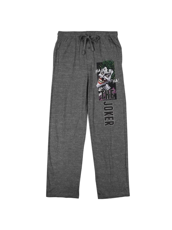 Batman Joker Laughing Face Men's Graphite Heather Sleep Pajama Pants-Medium