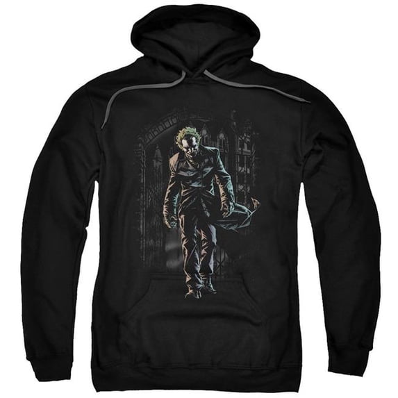 Batman & Joker Leaves Arkham-Adult Pull-Over Hoodie, Black - 5X