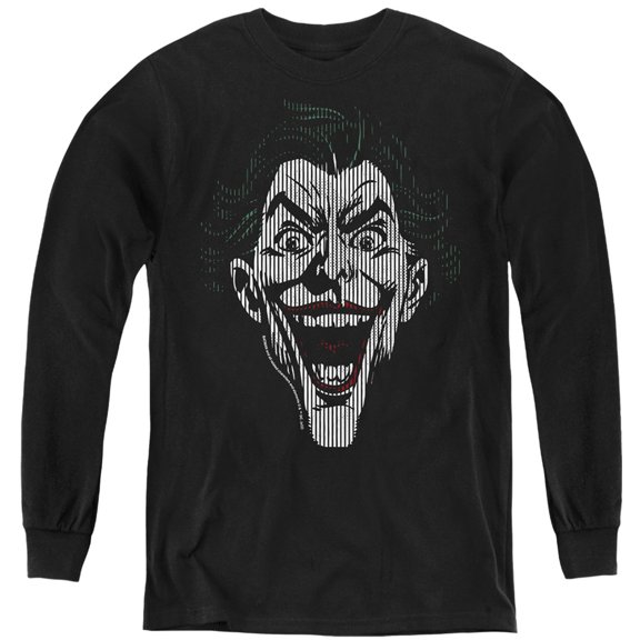 Batman Joker Lines Kids Long Sleeve T Shirt (Small) for Youth Boys and Girls, Black