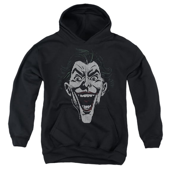 Batman Joker Lines Kids Pull-Over Hoodie (X-Large) for Youth Boys and Girls, Black