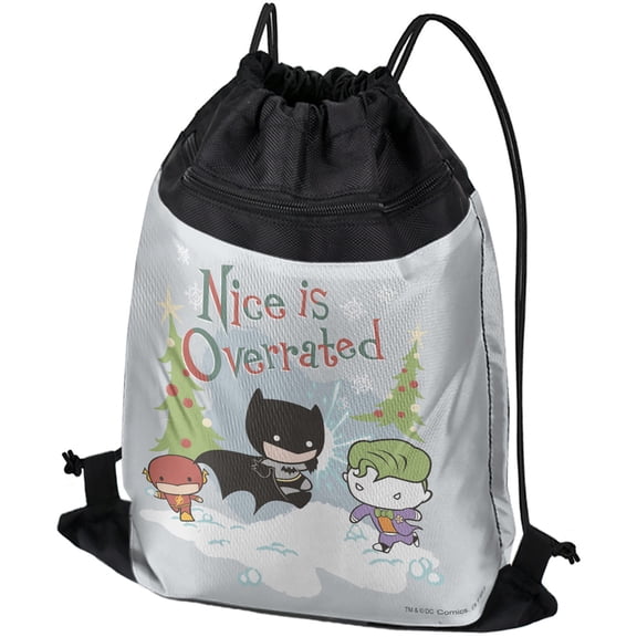 Batman Joker Nice Is Overrated Drawstring Backpack Sports Bag Sackpack 17" x 13", Perfect for Gym, Yoga or Practice