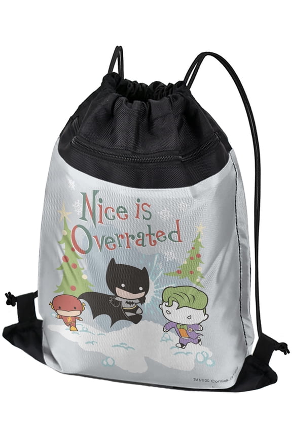 Batman Joker Nice Is Overrated Drawstring Backpack Sports Bag Sackpack 17" x 13", Perfect for Gym, Yoga or Practice