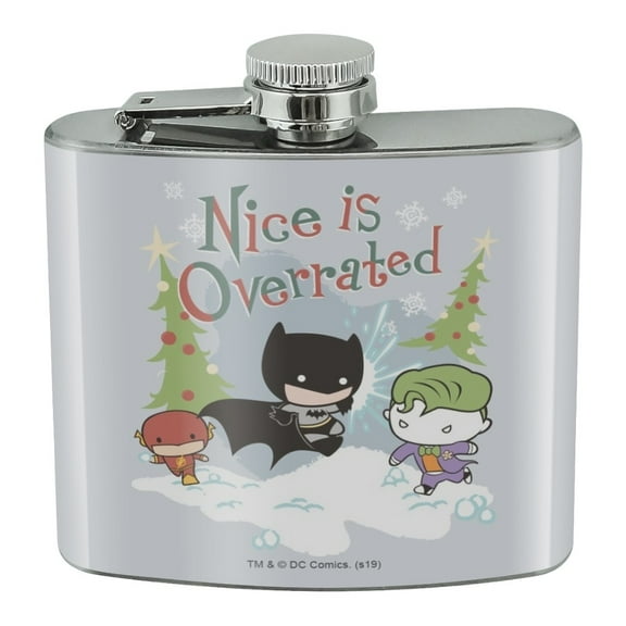 Batman Joker Nice is Overrated Stainless Steel 5oz Hip Drink Kidney Flask