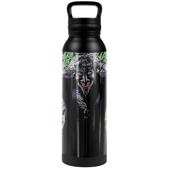 Batman - Joker Official Insanity 24 oz Insulated Canteen Water Bottle, Leak Resistant, Vacuum Insulated Stainless Steel with Loop Cap