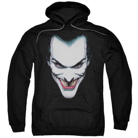 Batman & Joker Portrait-Adult Pull-Over Hoodie, Black - Medium