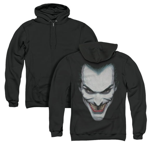 Batman Joker Portrait (Back Print) Adult Zipper Hoodie Sweatshirt Black