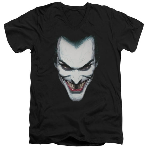 Batman Joker Portrait S/S Adult V-Neck T-Shirt 30/1 T-Shirt Black