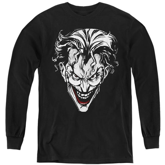 Batman Joker Red On Black Kids Long Sleeve T Shirt (Medium) for Youth Boys and Girls, Black