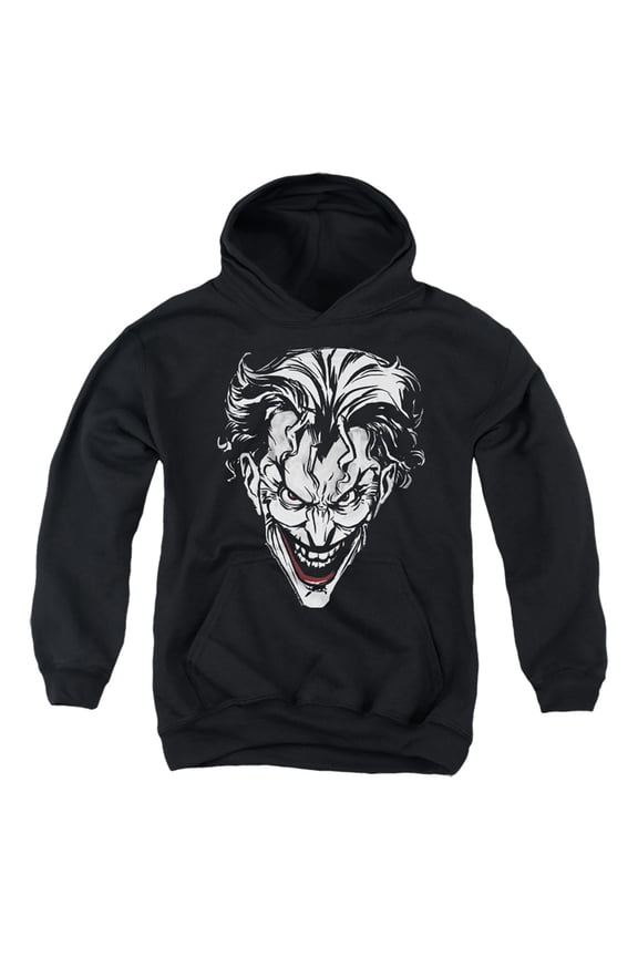 Batman Joker Red On Black Kids Pull-Over Hoodie (Medium) for Youth Boys and Girls, Black