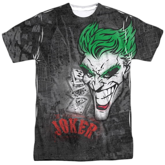 Batman Men's Joker Sprays The City Sublimation T-shirt XX-Large White