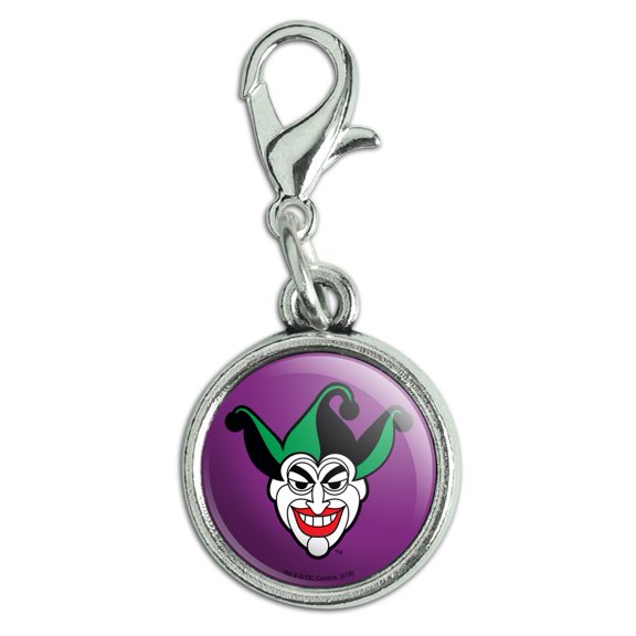 Batman Joker Symbol Antiqued Bracelet Pendant Zipper Pull Charm with Lobster Clasp