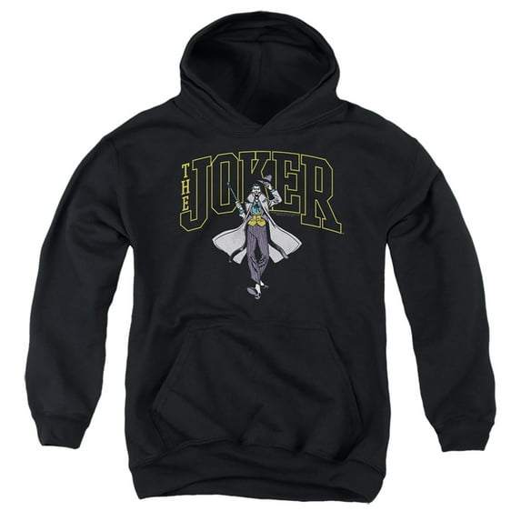 Batman Joker Varsity On Black Kids Pull-Over Hoodie (X-Large) for Youth Boys and Girls, Black