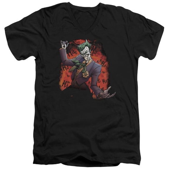Batman Jokers Ave S/S Adult V-Neck T-Shirt Black
