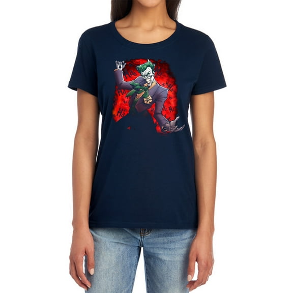 Batman Jokers Ave Women's T Shirt, Navy, Small