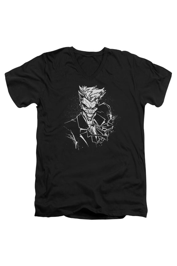 Batman - Jokers Splatter Smile - Slim Fit V Neck Shirt - X-Large