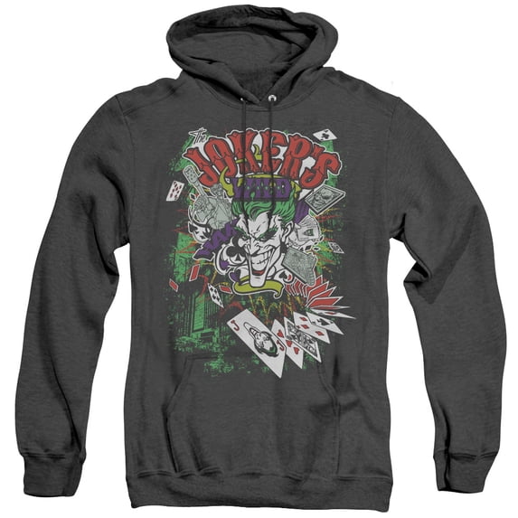 Batman Jokers Wild Adult Heather Hoodie Sweatshirt Black