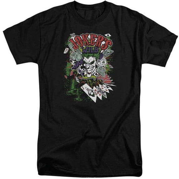 Batman & Jokers Wild-Short Sleeve Adult Tall T-Shirt, Black - Extra Large