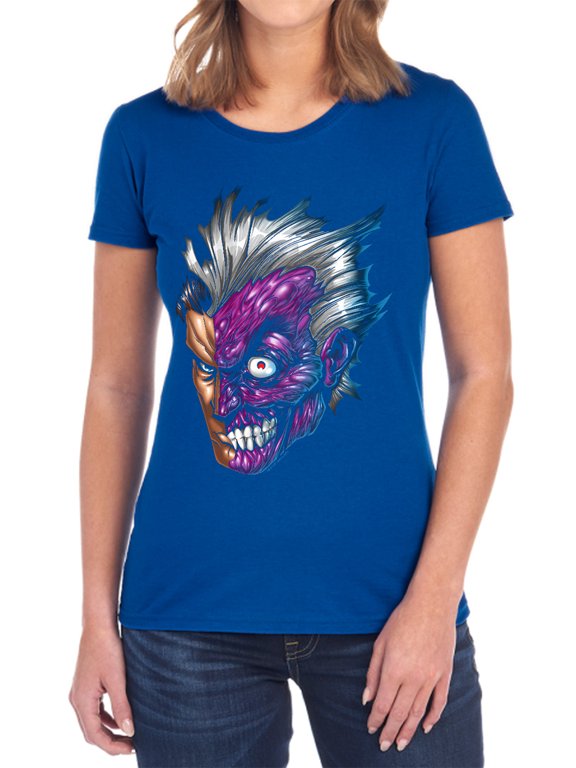 Just Face Women's T Shirt, Royal, Medium