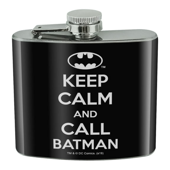 Batman Keep Calm and Call Stainless Steel 5oz Hip Drink Kidney Flask