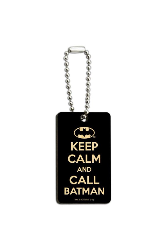Batman Keep Calm and Call Wood Wooden Rectangle Keychain Key Ring