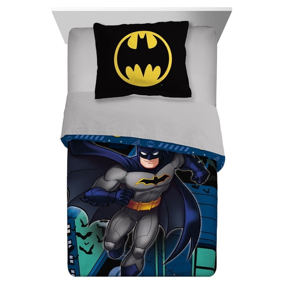 Batman Kids 2-Piece Twin/Full Comforter Set, Reversible, Microfiber