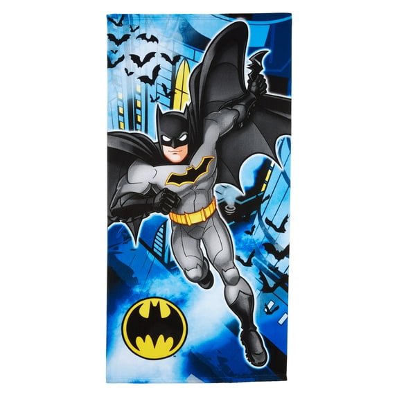 Batman Kids Beach Towel, Microfiber, 27x54, Blue, DC Comics